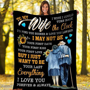 To My Wife Sunflower Couple Quilt Blanket Gift For Valentine's Day - Super King - Ettee