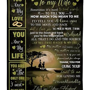 To My Wife You Are My Life Couple & Moon Quilt Blanket Gift For Valentine's Day - Super King - Ettee