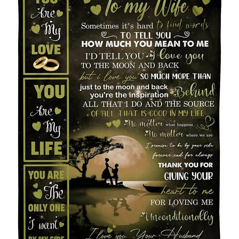 To My Wife You Are My Life Couple & Moon Quilt Blanket Gift For Valentine's Day - Super King - Ettee
