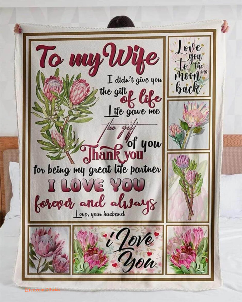 To My Wife Thank You My Great Life Partner Quilt Blanket Valentine's Day