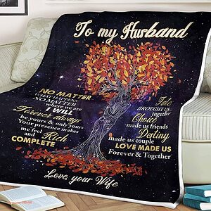 Tree Heart Quilt Blanket To My Husband Quilt Blanket. Foldable And Compact - Super King - Ettee