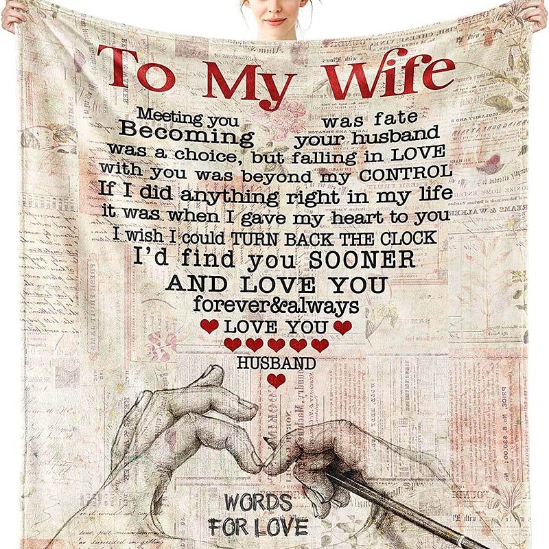 To My Wife Quilt Blanket Gift For Wife From Husband Valentine's Day - Super King - Ettee