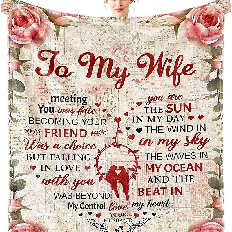 To My Wife Quilt Blanket Gift For Valentine's Day. Foldable And Compact - Super King - Ettee