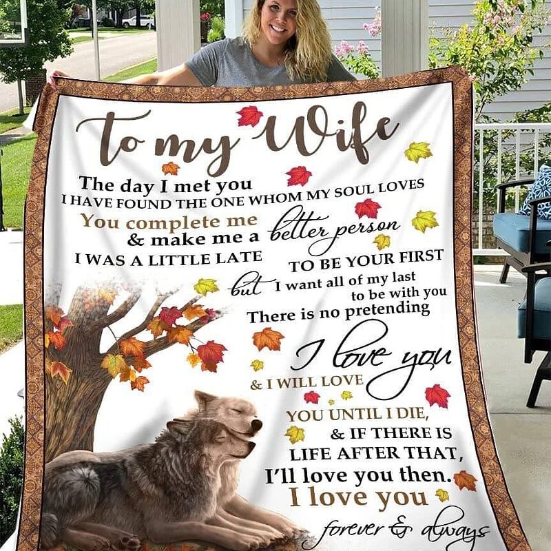 Wolf To My Wife The Day I Met You Throw Quilt Blanket. Foldable And Compact - Ettee - compact