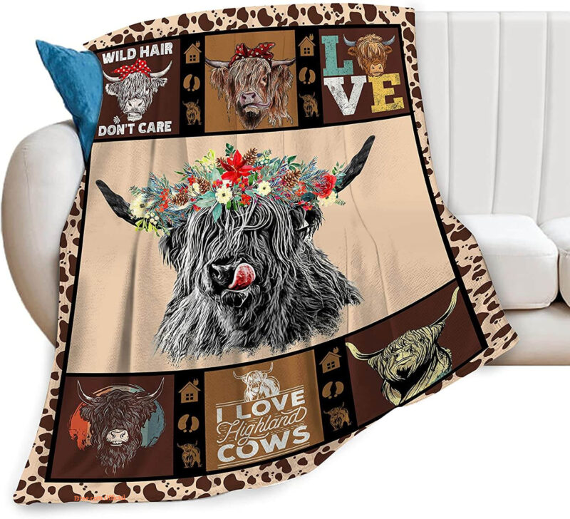Highland Cow Throw Quilt Blanket. Light And Durable. Soft To Touch