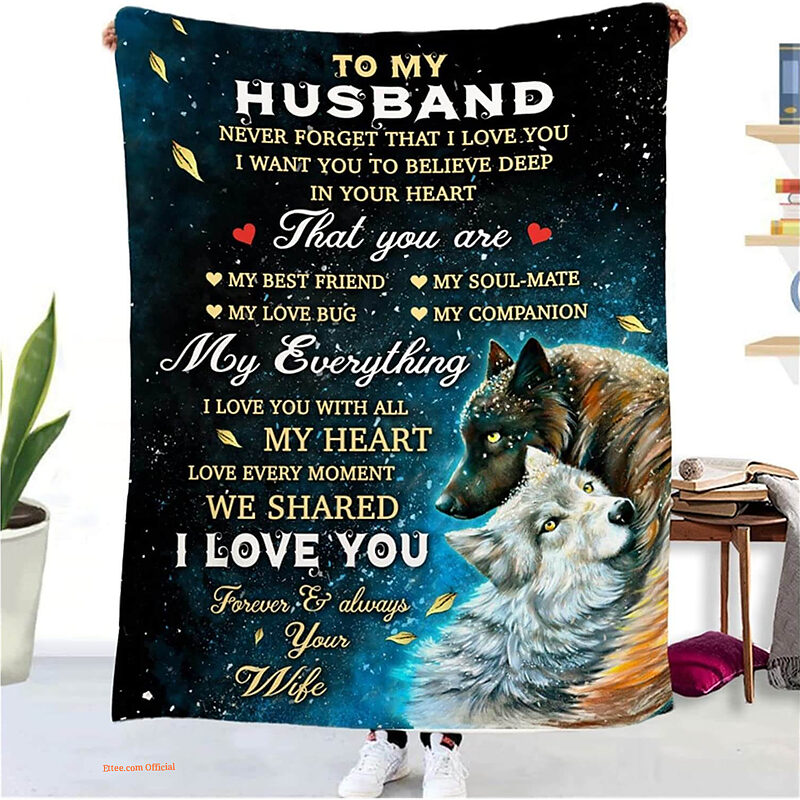 To My Husband For Valentine's Day Quilt Blanket. Foldable And Compact
