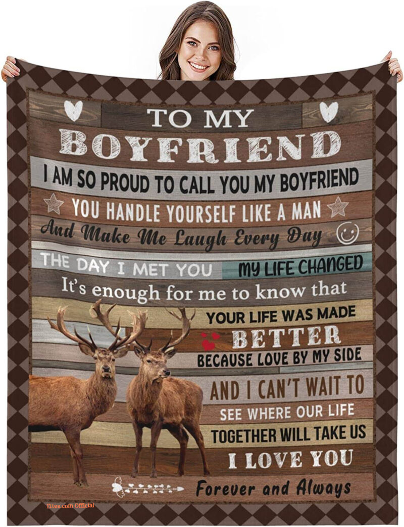 To My Boyfriend Quilt Blanket I Love You Gift For Valentine's Day