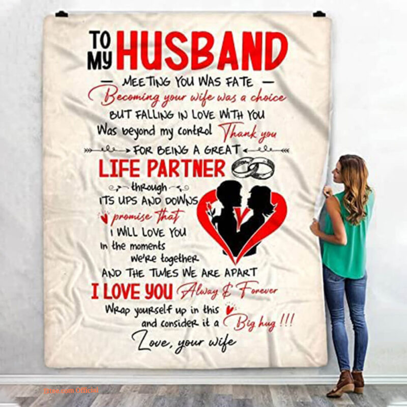 My Husband Quilt Blanket Gift For Lover Valentine's Day. Foldable And Compact