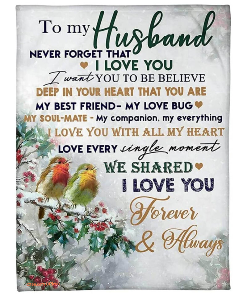 Birds to My Husband Quilt Blanket Love Every Gift For Valentine's Day