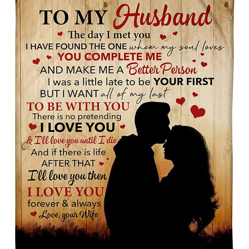 Valentine's Day Quilt Blanket - The Day I Met You, Gift for Husband - Super King - Ettee