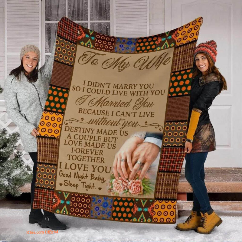 To My Wife Quilt Blanket From Husband Hand in Hand With Flowers
