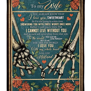 To My Wife Blanket From Husband Red Flowers Hand in Hand Valentine - Super King - Ettee