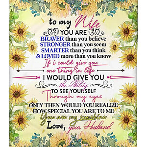 To My Wife Quilt Blanket From Husband Meaningful Saying Sunflowers - Super King - Ettee