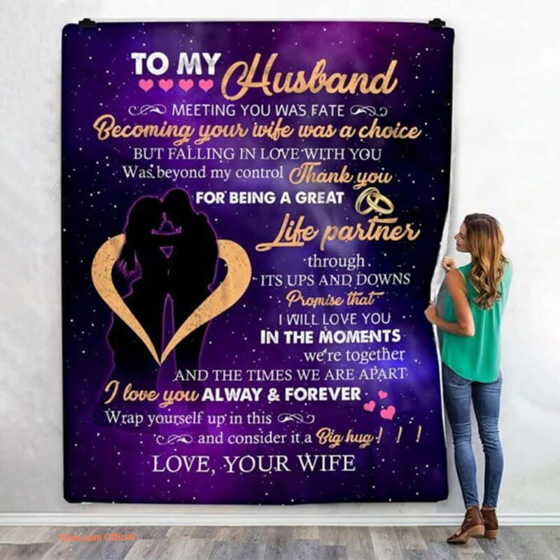 To My Husband Quilt Blanket Gifts For Valentine's Day. Foldable And Compact