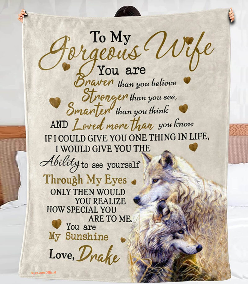 Valentine To My Wife Quilt Blanket From Husband. Foldable And Compact