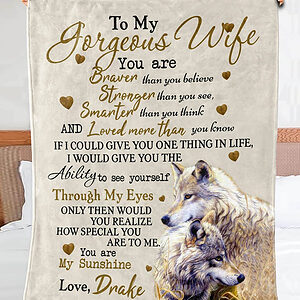 Valentine To My Wife Quilt Blanket From Husband. Foldable And Compact - Super King - Ettee