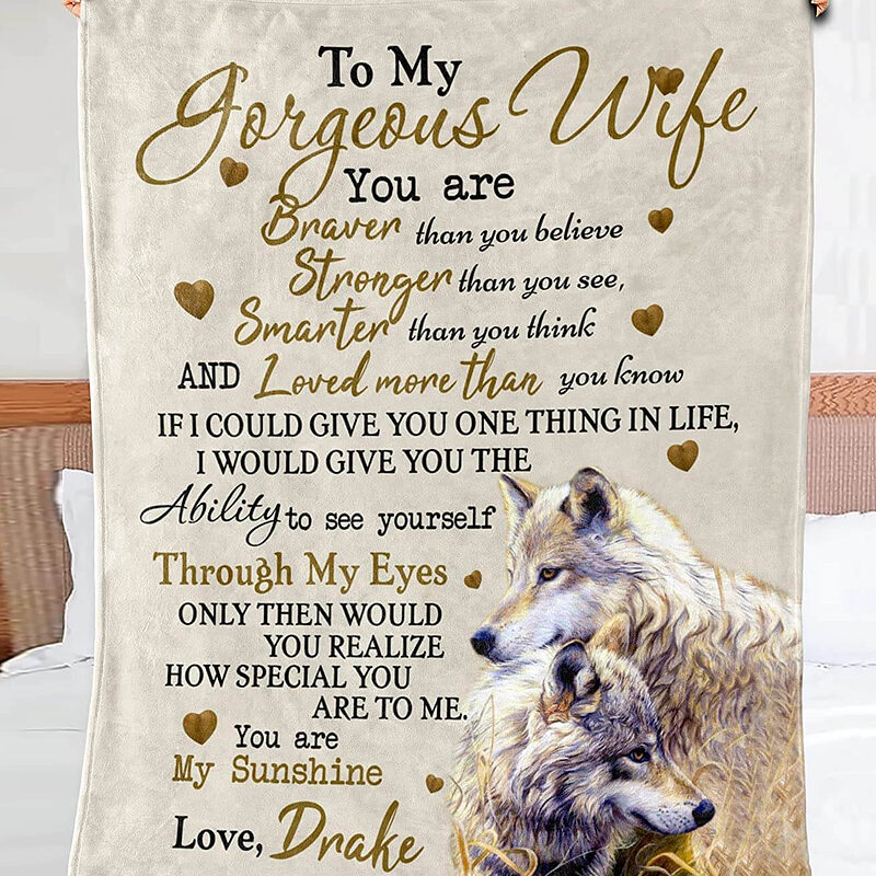 Valentine To My Wife Quilt Blanket From Husband. Foldable And Compact - Super King - Ettee