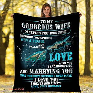 to my gorgeous wife i love you forever and always turtle couple blanket - Super King - Ettee