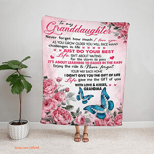 Butterfly Rose To My Granddaughter Quilt Blanket. Foldable And Compact - Super King - Ettee