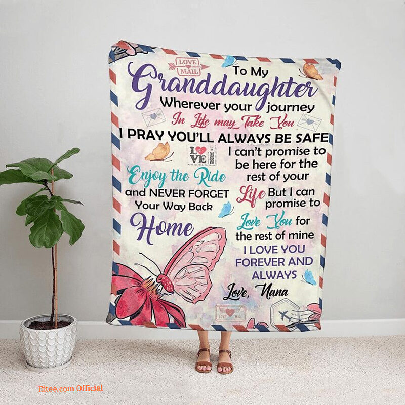 Butterfly To My Granddaughter Quilt Blanket. Lightweight And Smooth Comfort - Super King - Ettee