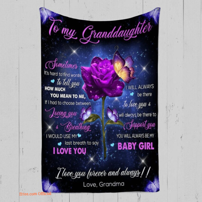 Rose To My Granddaughter Quilt Blanket. Foldable And Compact
