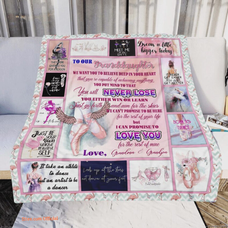 To My Granddaughter Ballet Quilt Blanket. Foldable And Compact