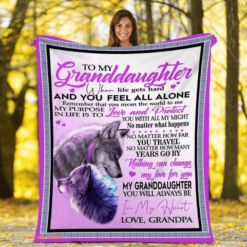 To My Granddaughter Wolf Quilt Blanket From Grandpa Nothing
