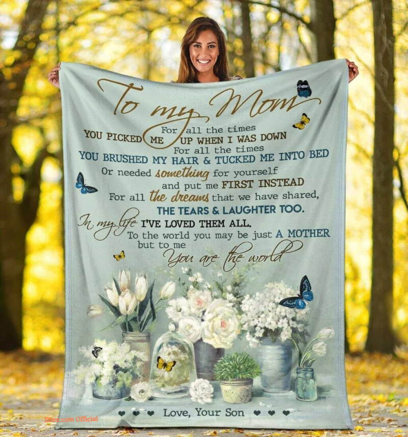 To My Mom Butterfly Floral Quilt Blanket From Son To My Mom For All The Times