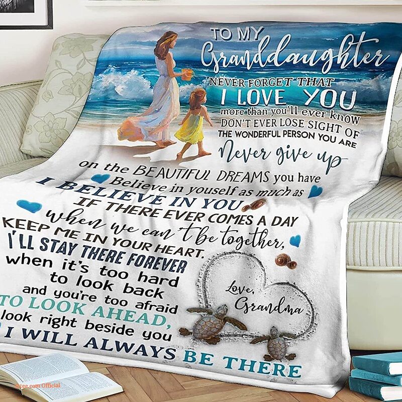 Beach Quilt Blanket To My Granddaughter Never Give Up. Foldable And Compact - Super King - Ettee
