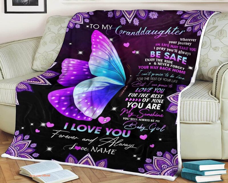 Butterfly Quilt Blanket To My Granddaughter From Grandma. Foldable And Compact