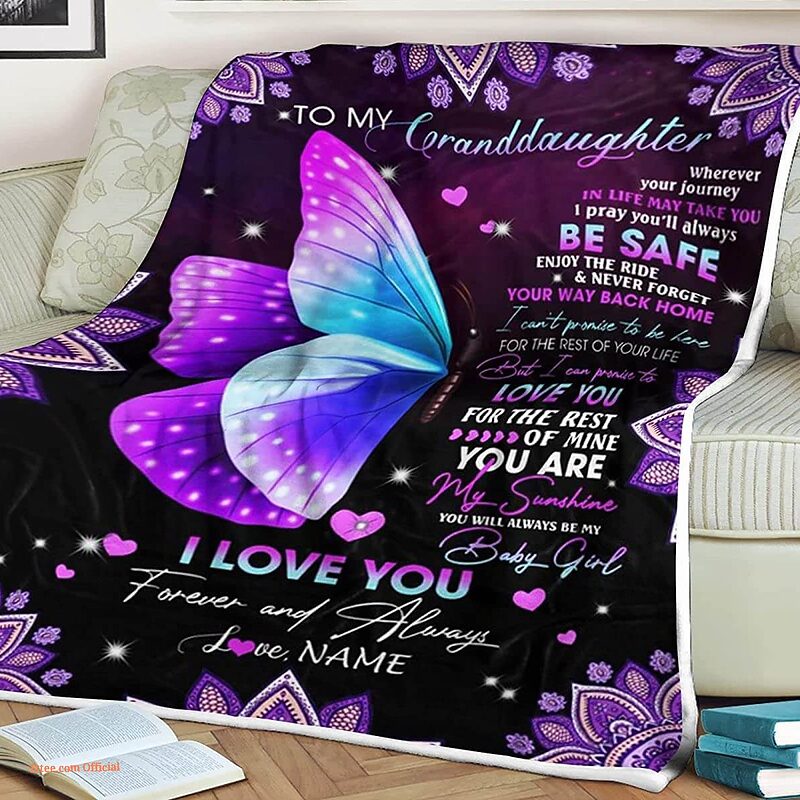 Butterfly Quilt Blanket To My Granddaughter From Grandma. Foldable And Compact - Super King - Ettee