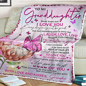 Butterfly Quilt Blanket To My Granddaughter Never Forget. Foldable And Compact - Super King - Ettee