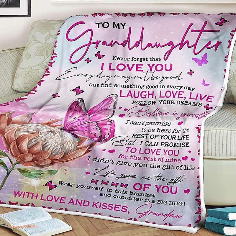 Butterfly Quilt Blanket To My Granddaughter Never Forget. Foldable And Compact - Super King - Ettee