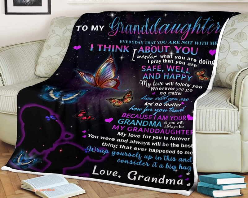Butterfly Night Quilt Blanket To My Granddaughter. Foldable And Compact