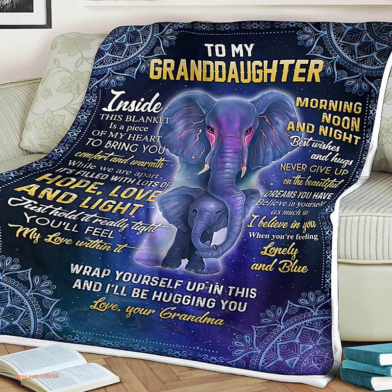 Elephant Quilt Blanket To My Granddaughter. Foldable And Compact - Super King - Ettee