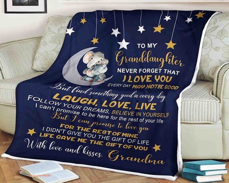 Elephant Moon Star Quilt Blanket To My Granddaughter. Foldable And Compact