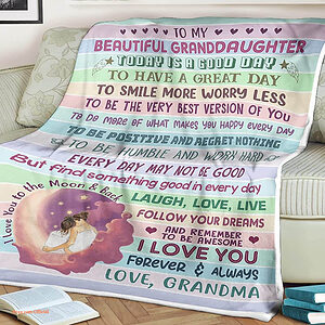 To My Beautiful Granddaughter Quilt Blanket. Light And Durable. Soft To Touch - Super King - Ettee
