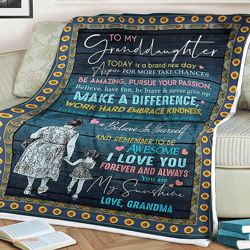 Family Quilt Blanket To My Granddaughter Never Give Up. Foldable And Compact - Super King - Ettee