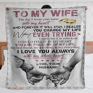 blanket to my wife gift for her the day i wrote your name into my heart - Super King - Ettee
