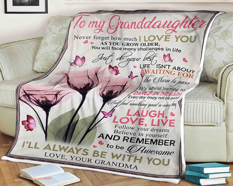 Flower Butterfly Quilt Blanket for Granddaughter - Foldable & Compact