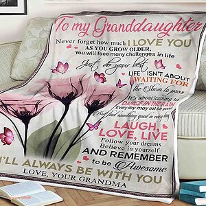 Flower Butterfly Quilt Blanket for Granddaughter - Foldable & Compact - Super King - Ettee