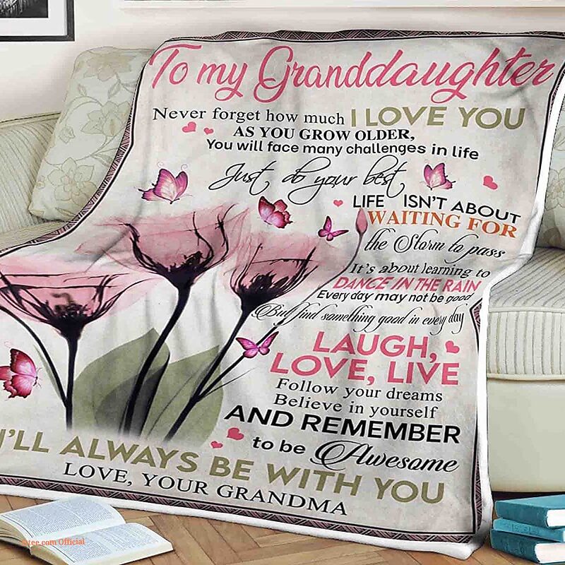 Flower Butterfly Quilt Blanket for Granddaughter - Foldable & Compact - Super King - Ettee