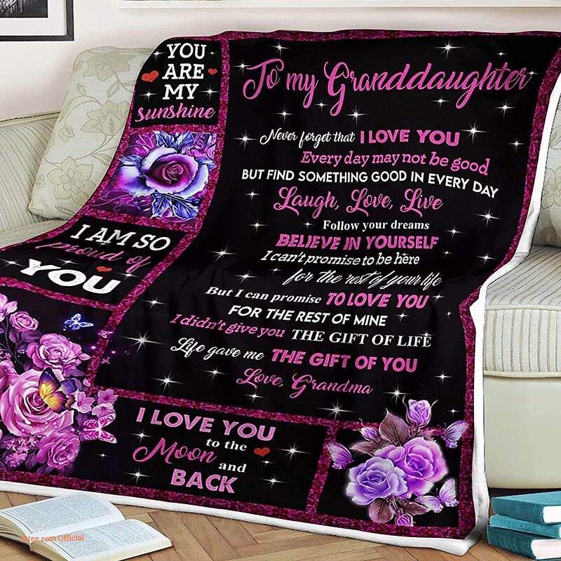 Flower Butterfly Quilt Blanket - Foldable Gift for Granddaughter - Super King - Ettee
