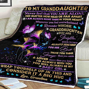 Butterfly Quilt Blanket To My Granddaughter. Lightweight And Smooth Comfort - Super King - Ettee