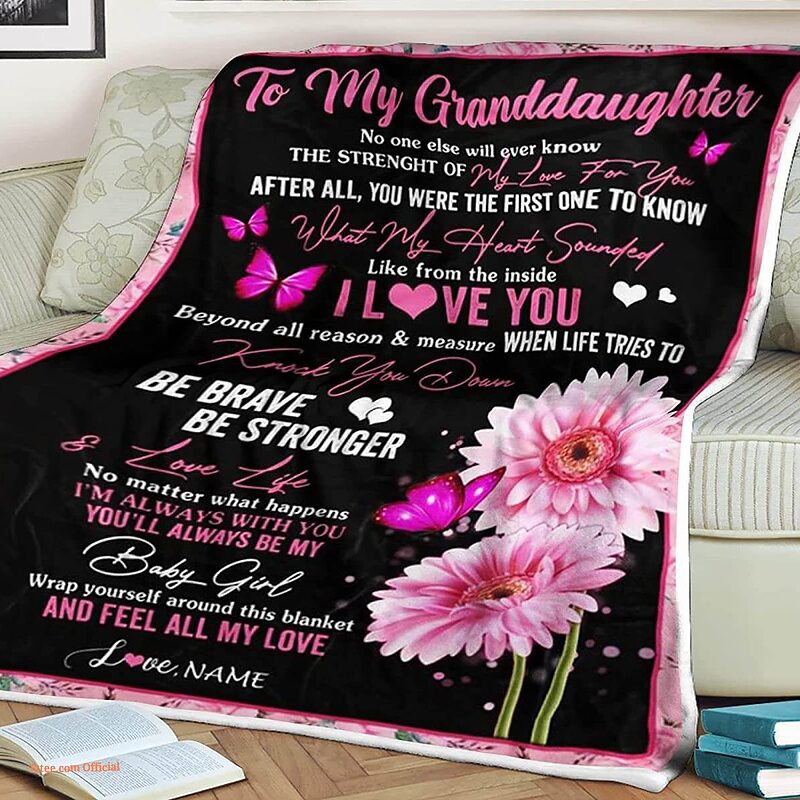 Pink Butterfly Quilt Blanket To My Granddaughter. Foldable And Compact - Super King - Ettee