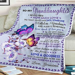 Butterfly Flower Quilt Blanket. To My Granddaughter. Foldable And Compact - Super King - Ettee