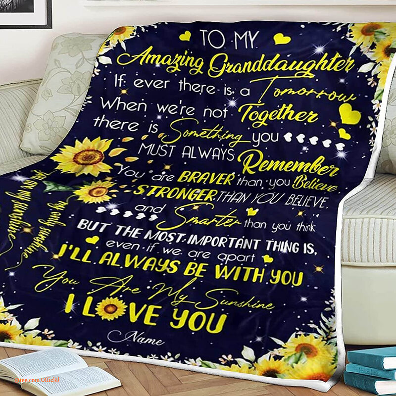 Sunflower Quilt Blanket To My Amazing Granddaughter Always Remember You - Super King - Ettee