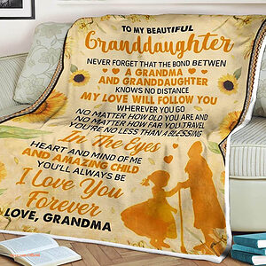 Sunflower Quilt Blanket To My Beautiful Granddaughter Never Forget - Super King - Ettee
