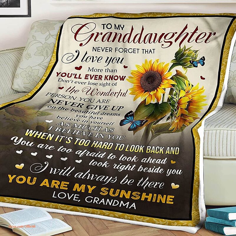 Sunflower Quilt Blanket To My Granddaughter. Light And Durable. Soft To Touch - Super King - Ettee