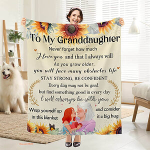 To My Granddaughter Quilt Blanket From Grandmother. Foldable And Compact - Super King - Ettee